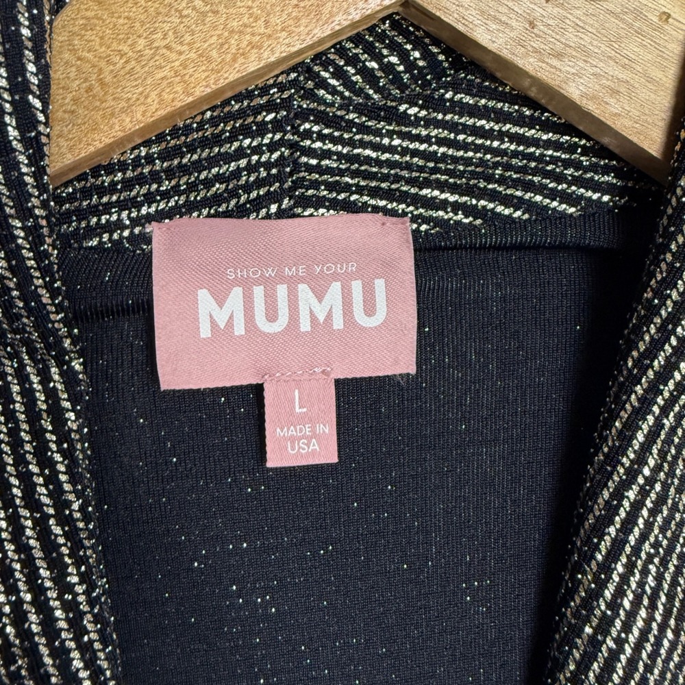 SHOW ME YOUR MUMU Women's Metallic Disco Blazer Jacket Size L Black Silver - Picture 4 of 10